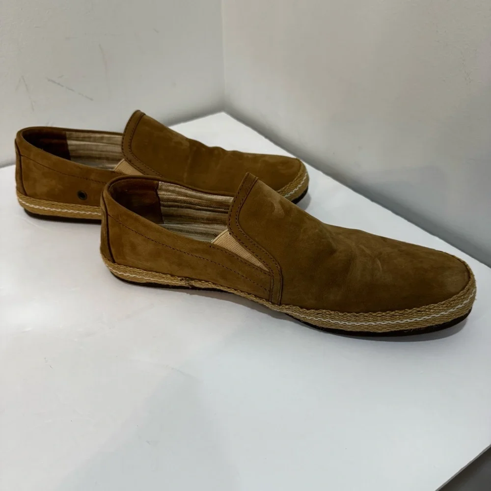 J&M Classic Suede Tan Coastal Espadrille Slip-On Loafers size 8.5